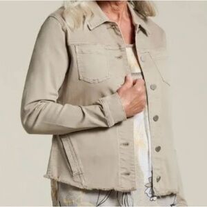 Tribal Tan Button Down Jean Jacket, khaki